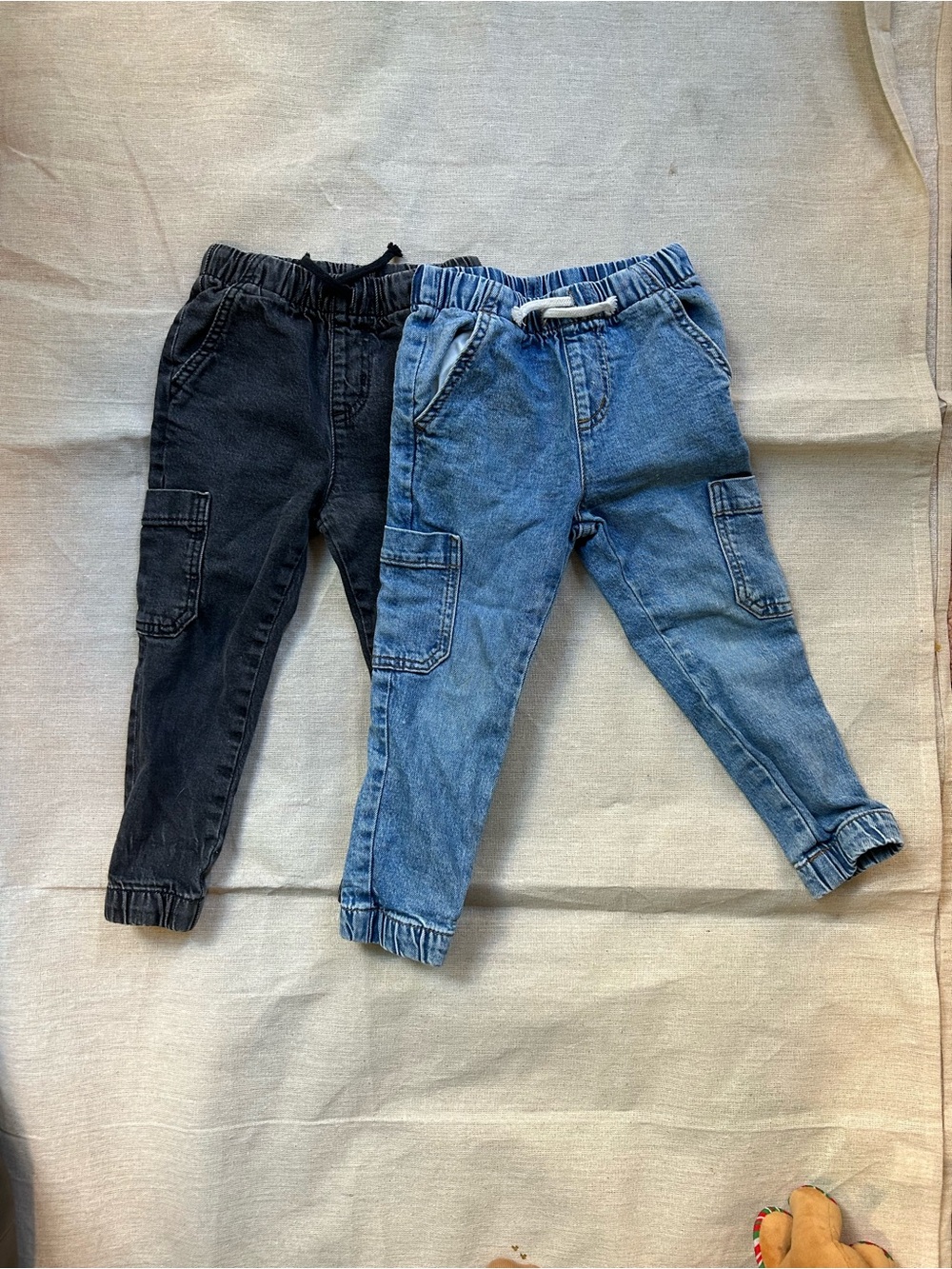 Cat & Jack Toddler Denim Jogger Cargo Pants - Two pairs LOT Blue and Black